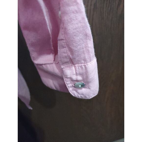 J Jill Embroidered Button-Front Tunic Top Collared Pink Size Medium Petite MP PM - Picture 6 of 8